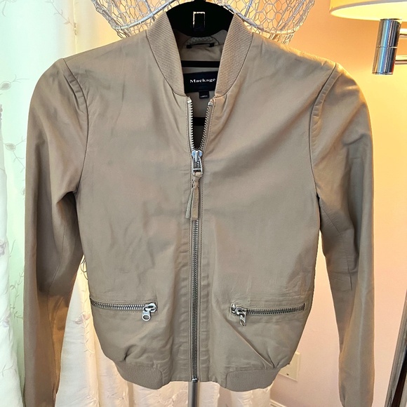 MACKAGE Lambskin Leather Tan Bomber Jacket - Picture 1 of 8